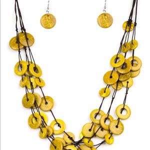 Beautiful Yellow wooden necklace!!